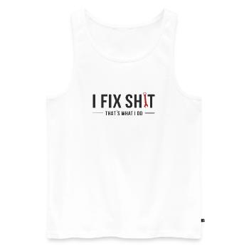I Fix Shit – That’s What I Do - Männer Premium Bio Tank Top - Weiß - Vorne - Michal (187cm)