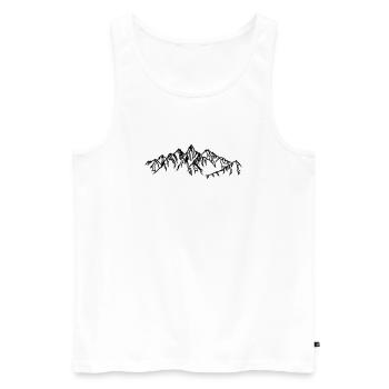 Mountains Black silhouettes in the fog - Men's Premium Organic Tank Top - white - Front - AI Model Male 178 light (178cm)