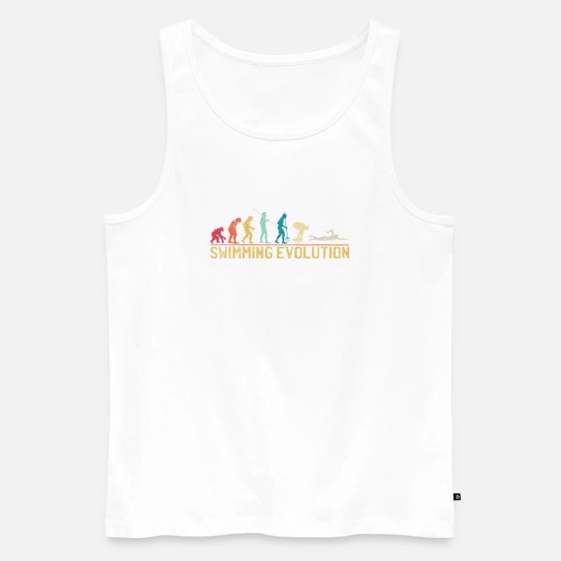 Illustration de l'évolution de la natation - Débardeur bio Premium Homme - blanc