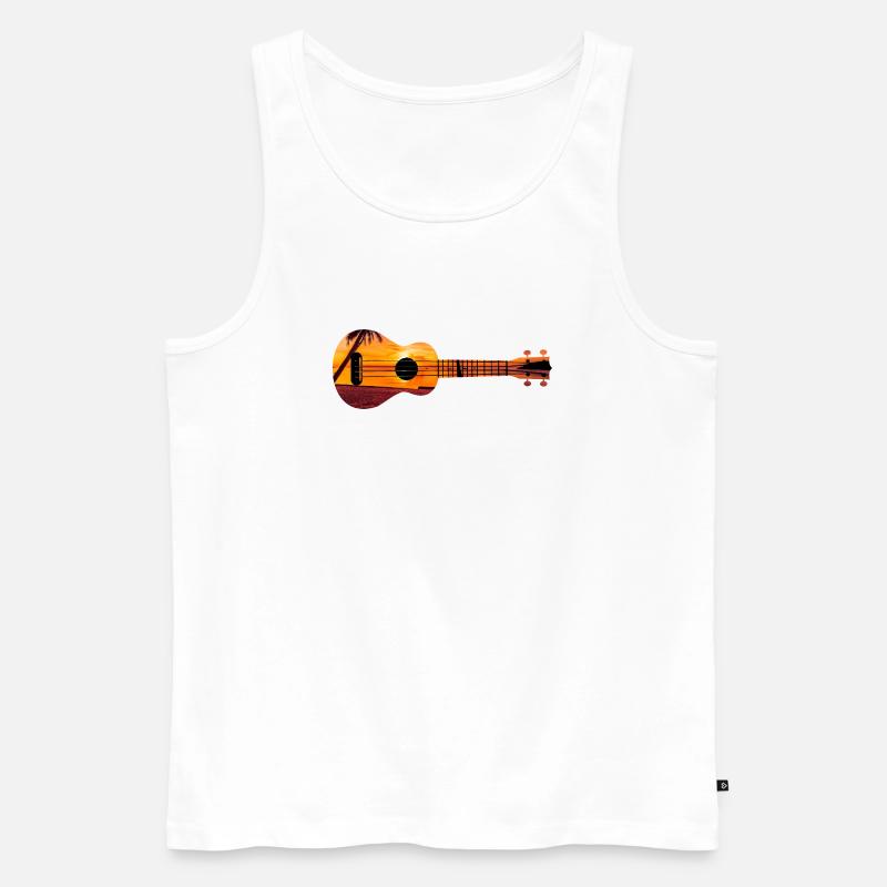 Hawaiian Ukulele Uke Beach Sunset - Männer Premium Bio Tank Top - Weiß
