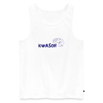 Logo du croissant KWASOH Imprimé - Débardeur bio Premium Homme - blanc - Devant - Michal (187cm)