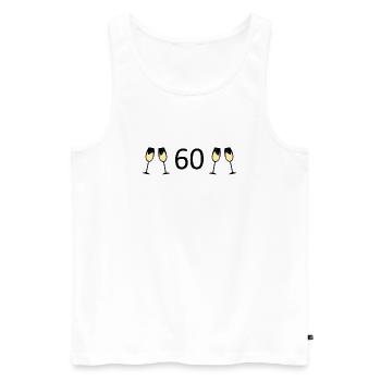 60e anniversaire 60e anniversaire 60 numéro 60 noir - Débardeur bio Premium Homme - blanc - Devant - Michal (187cm)