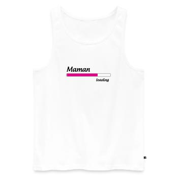 Maman loading... Please Wait - Future Mère - Débardeur bio Premium Homme - blanc - Devant - Michal (187cm)