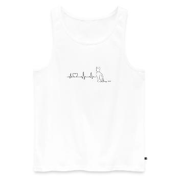 Katze Herzschlag – Line Art Design - Männer Premium Bio Tank Top - Weiß - Vorne - Michal (187cm)