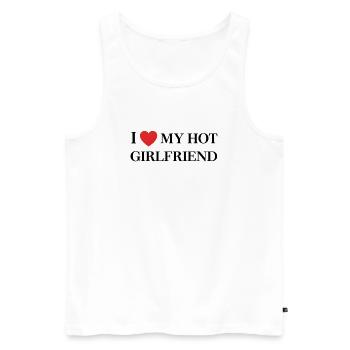 Ich liebe meine heiße Freundin – Typografie - Männer Premium Bio Tank Top - Weiß - Vorne - AI Model Male 178 light (178cm)