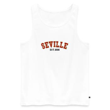 Seville Est. 2006 - Men's Premium Organic Tank Top - white - Front - Michal (187cm)