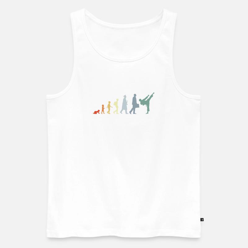 Retro Karateka Evolution - Männer Premium Bio Tank Top - Weiß