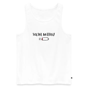 social battery 1% – Funny Introvert Humor - Männer Premium Bio Tank Top - Weiß - Vorne - Michal (187cm)