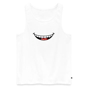 Freches Grinsen – Cartoon-Mund mit roter Zunge - Männer Premium Bio Tank Top - Weiß - Vorne - Michal (187cm)