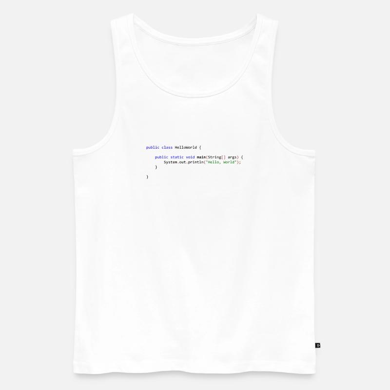 Hello World in Java - Men's Premium Organic Tank Top - white