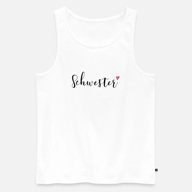 Schwester Herz Geschenkidee - Männer Premium Bio Tank Top - Weiß