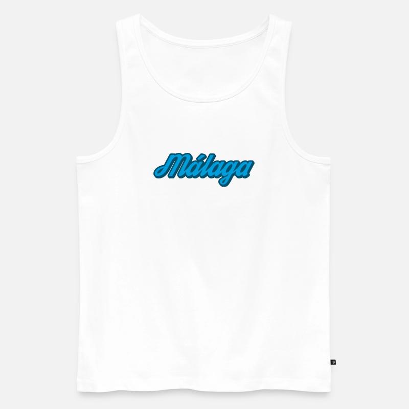 Málaga Küsten Script Blau - Männer Premium Bio Tank Top - Weiß