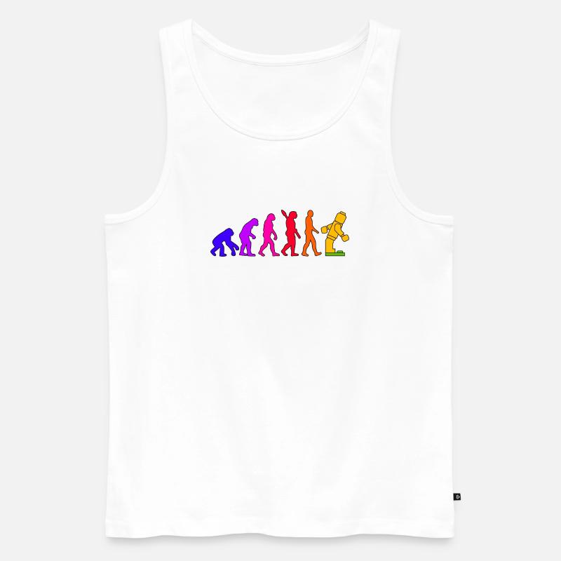 Clamping Brick Evolution Humanity Studded Brick - Men's Premium Organic Tank Top - white