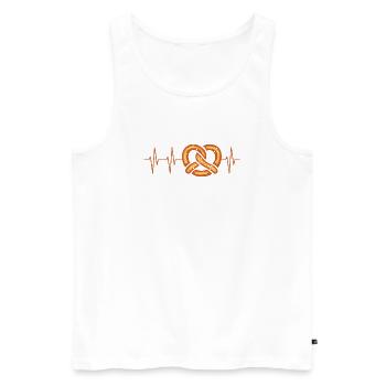 Illustration ECG de battement de cœur de bretzel - Débardeur bio Premium Homme - blanc - Devant - AI Model Male 178 light (178cm)