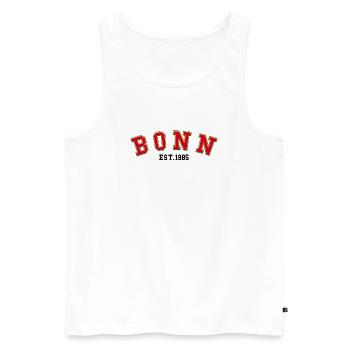 Bonn Est. 1985 - Men's Premium Organic Tank Top - white - Front - Michal (187cm)