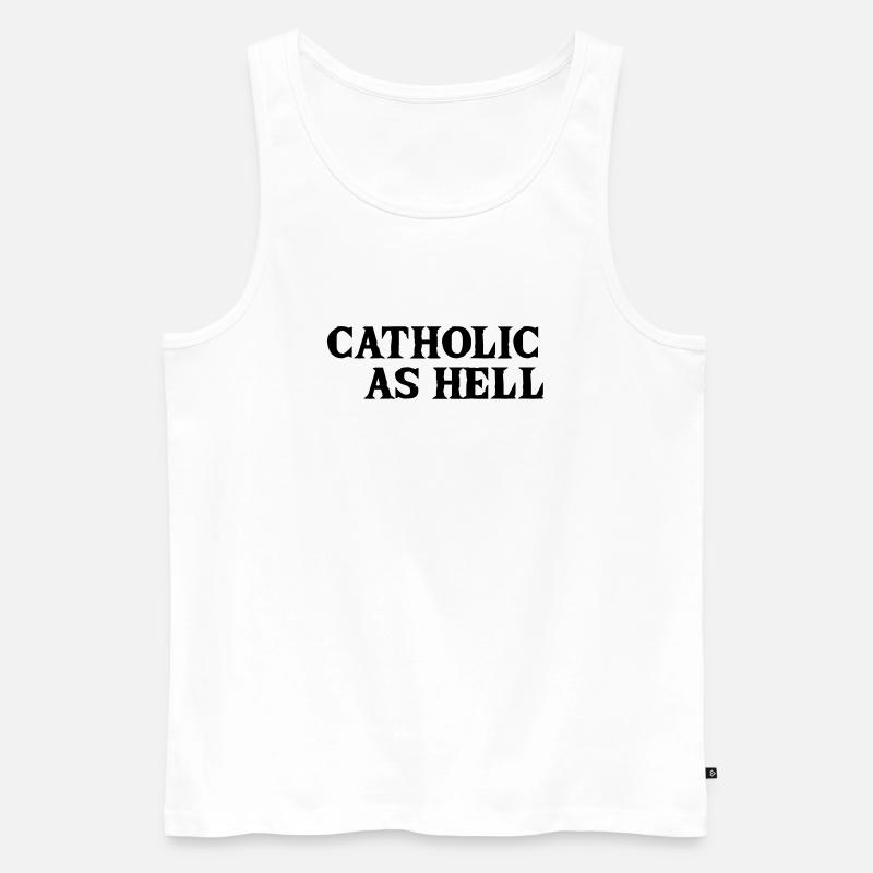 catholic as hell - Männer Premium Bio Tank Top - Weiß