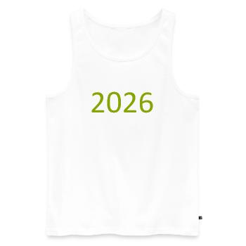 Conception de gabarit pour l’anniversaire vert 2026 - Débardeur bio Premium Homme - blanc - Devant - Michal (187cm)