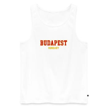 Budapest City Pride Varsity - Männer Premium Bio Tank Top - Weiß - Vorne - AI Model Male 178 light (178cm)