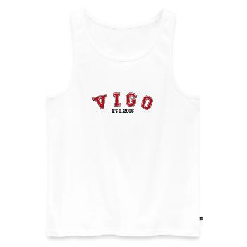 Vigo gegründet 2006 - Männer Premium Bio Tank Top - Weiß - Vorne - AI Model Male 178 light (178cm)
