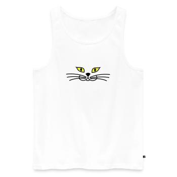 kitteh_face_green_eyes - Débardeur bio Premium Homme - blanc - Devant - Michal (187cm)