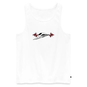 Herzschlag mit Zug - Eisenbahner, Lokführer Design - Männer Premium Bio Tank Top - Weiß - Vorne - AI Model Male 178 light (178cm)