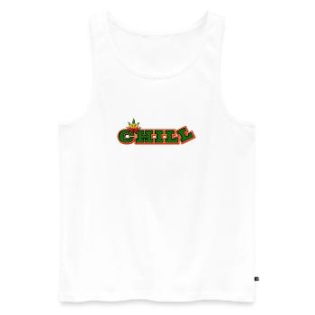 Psychedelic Chill Cannabis Wortkunst - Männer Premium Bio Tank Top - Weiß - Vorne - AI Model Male 178 light (178cm)