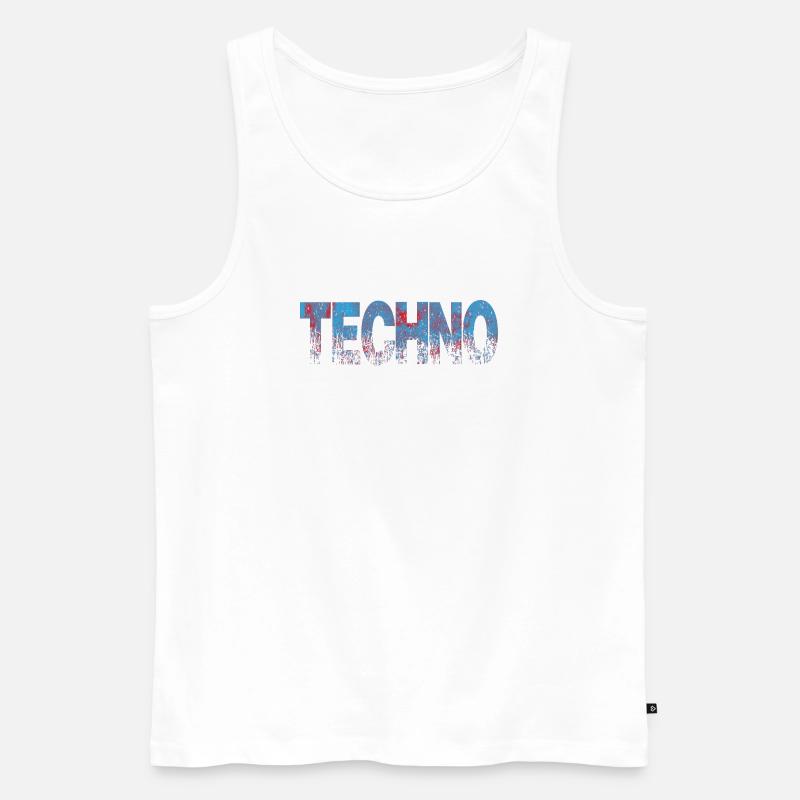 Techno Distressed Text Art - Männer Premium Bio Tank Top - Weiß