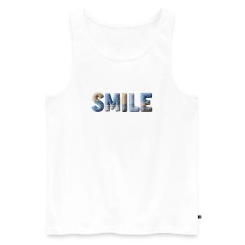 Smile Patchwork Trend Lettering Stil Handmade - Männer Premium Bio Tank Top - Weiß - Vorne - AI Model Male 178 light (178cm)