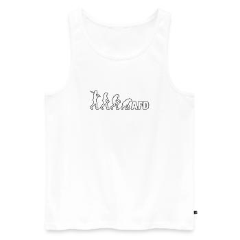 Evolution zum Schriftzug - Männer Premium Bio Tank Top - Weiß - Vorne - Michal (187cm)