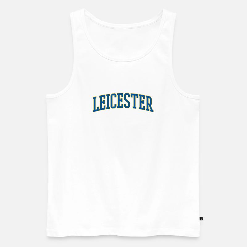 Leicester Varsity Wordmark - Männer Premium Bio Tank Top - Weiß