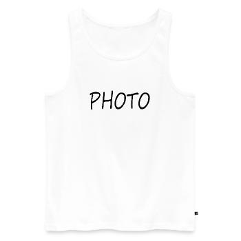 Photo Schriftzug Foto Bild - Männer Premium Bio Tank Top - Weiß - Vorne - Michal (187cm)