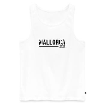 Vacances à Majorque 2026 - Débardeur bio Premium Homme - blanc - Devant - AI Model Male 178 light (178cm)
