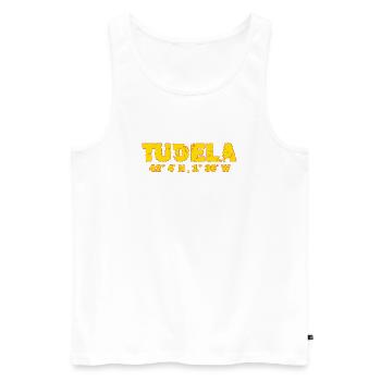 Coordonnées de Tudela Espagne - Débardeur bio Premium Homme - blanc - Devant - Michal (187cm)