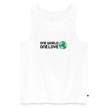 One World One Love - Men's Premium Organic Tank Top - white - Front - AI Model Male 178 light (178cm)