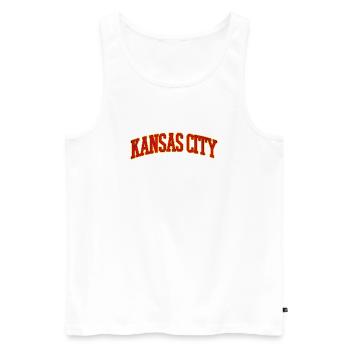 Kansas City Varsity Schriftzug - Männer Premium Bio Tank Top - Weiß - Vorne - Michal (187cm)