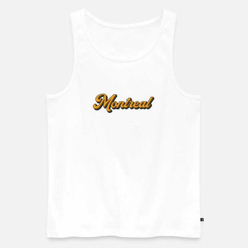 Montréal Retro Script Multicolore Shadow - Débardeur bio Premium Homme - blanc