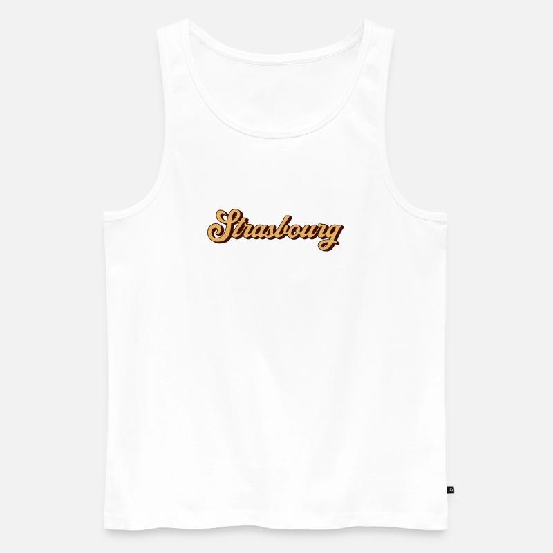 Strasbourg Script Souvenir - Männer Premium Bio Tank Top - Weiß