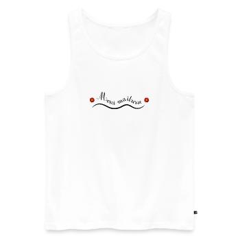 MERCI. MAÎTRESSE. MAÎTRE. MERCI MAÎTRESSE - Débardeur bio Premium Homme - blanc - Devant - Michal (187cm)