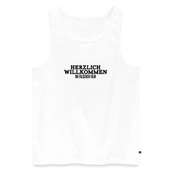Willkommen im falschen Film - Männer Premium Bio Tank Top - Weiß - Vorne - Michal (187cm)