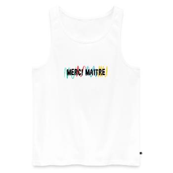MEISTER. MEISTER. VIELEN DANK. DANKE, MEISTER. MEISTER - Männer Premium Bio Tank Top - Weiß - Vorne - AI Model Male 178 light (178cm)