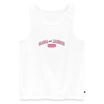 Mama des Jahres – Auszeichnung Rosa - Männer Premium Bio Tank Top - Weiß - Vorne - Michal (187cm)