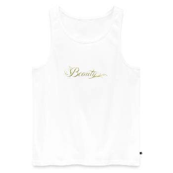 Beauté Lettres, Design de la nature - Débardeur bio Premium Homme - blanc - Devant - AI Model Male 178 light (178cm)