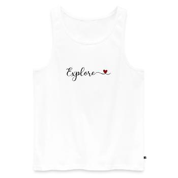 Explorez la typographie avec un cœur - Débardeur bio Premium Homme - blanc - Devant - Michal (187cm)