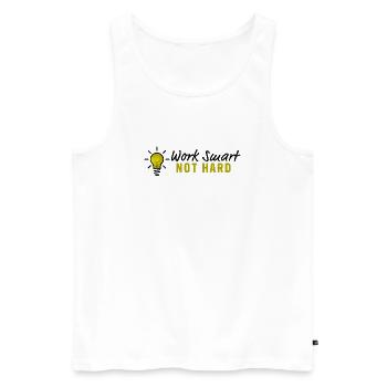 Work smart not hard - Glühbirne Design - Männer Premium Bio Tank Top - Weiß - Vorne - Michal (187cm)