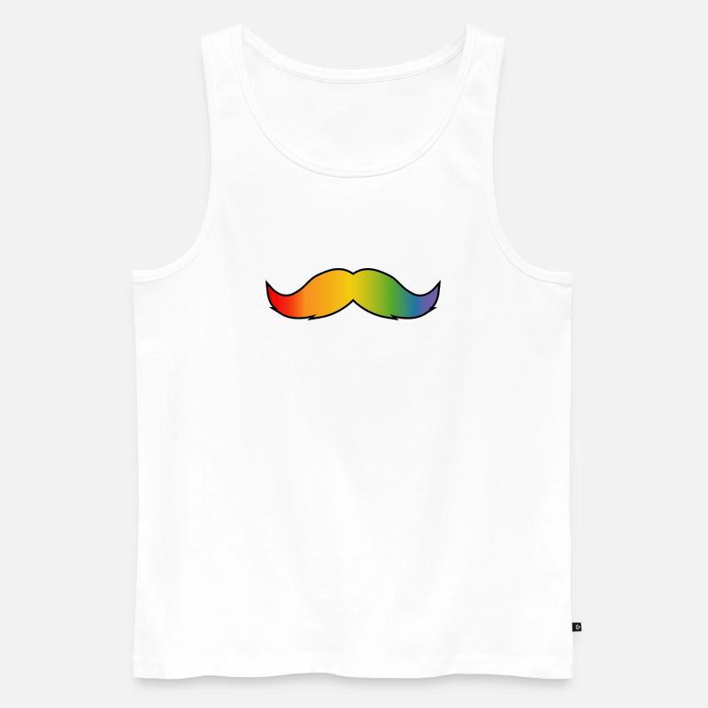 Regenbogen Bart queer schwarz - Männer Premium Bio Tank Top - Weiß