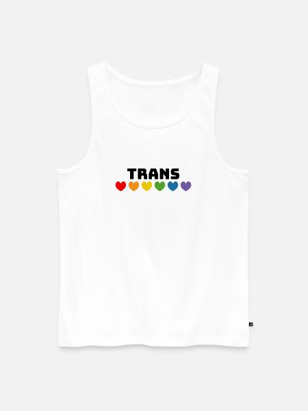 Rainbow heart trans black - Men's Premium Organic Tank Top - white