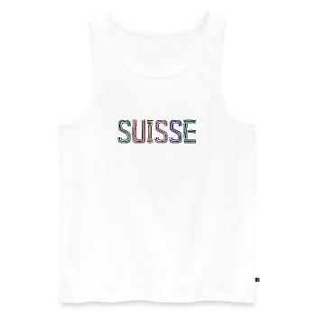 SCHWEIZ. HUMOR. LAND. FLAGGE. GENF. LAUSANNE - Männer Premium Bio Tank Top - Weiß - Vorne - Michal (187cm)