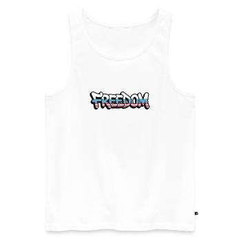 Freedom Typography Statement Design - Men's Premium Organic Tank Top - white - Front - AI Model Male 178 light (178cm)