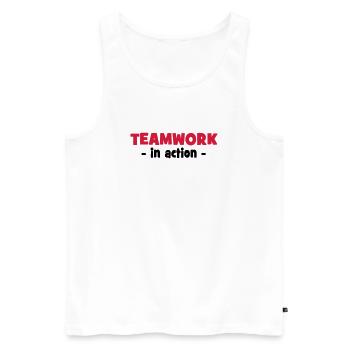 Teamwork in Action - Männer Premium Bio Tank Top - Weiß - Vorne - AI Model Male 178 light (178cm)