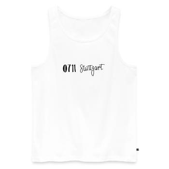 0711 Stuttgart - Männer Premium Bio Tank Top - Weiß - Vorne - AI Model Male 178 light (178cm)